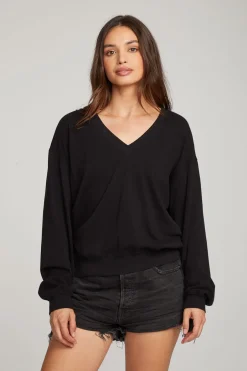 Women Chaser Brand Poppy Black Pullover