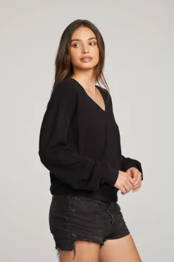 Women Chaser Brand Poppy Black Pullover