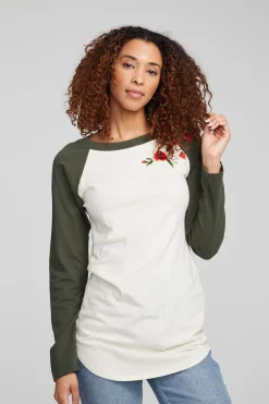 Women Chaser Brand Poppy Embroidery Football Long Sleeve