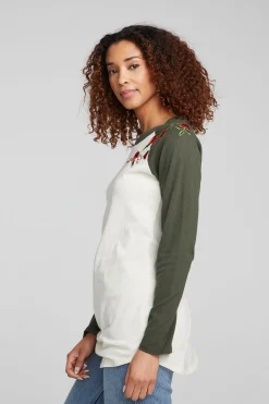 Women Chaser Brand Poppy Embroidery Football Long Sleeve
