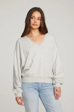 Women Chaser Brand Poppy Heather Grey Pullover