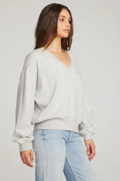 Women Chaser Brand Poppy Heather Grey Pullover