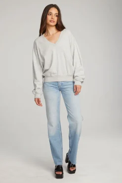 Women Chaser Brand Poppy Heather Grey Pullover