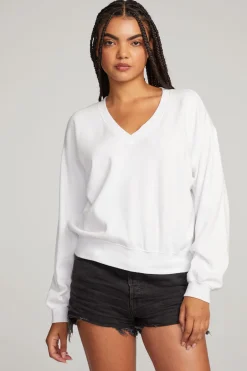 Women Chaser Brand Poppy White Pullover