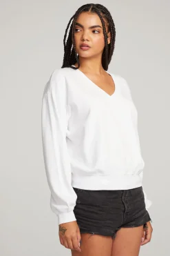 Women Chaser Brand Poppy White Pullover