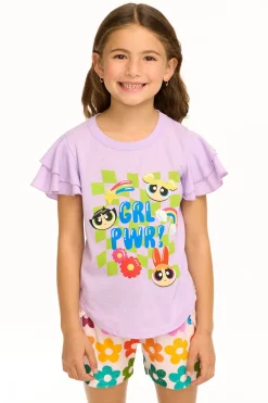 Kids Chaser Brand Powderpuff Girls - Girl Power Flutter Sleeve Tee