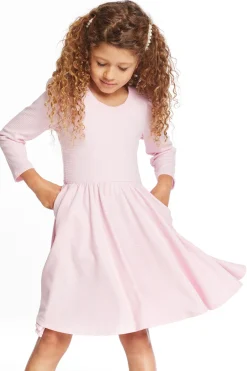 Kids Chaser Brand Puff Girls Long Sleeve Ribbon Dress With Twirl Skirt