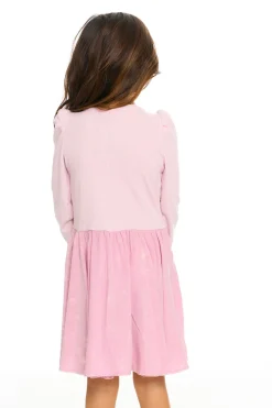 Kids Chaser Brand Puff Long Sleeve Dress With Twirl Skirt