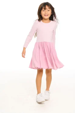 Kids Chaser Brand Puff Long Sleeve Dress With Twirl Skirt