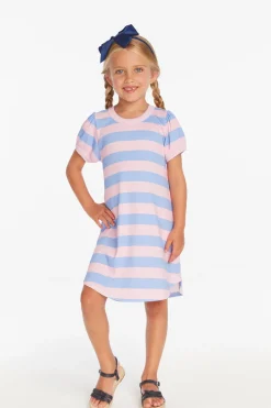 Kids Chaser Brand Puff Sleeve Bubblegum Stripe Dress
