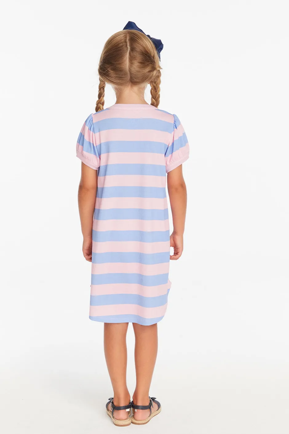 Kids Chaser Brand Puff Sleeve Bubblegum Stripe Dress