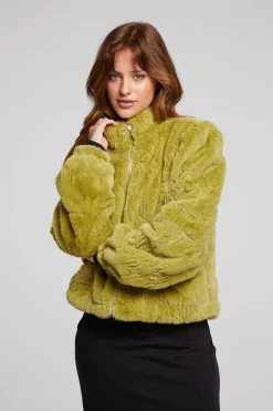 Women Chaser Brand Puff Sleeve Green Olive Jacket