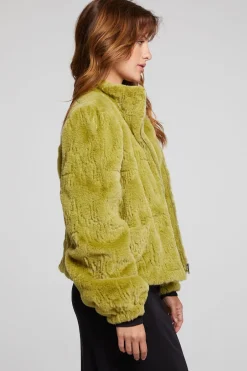 Women Chaser Brand Puff Sleeve Green Olive Jacket