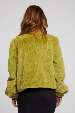 Women Chaser Brand Puff Sleeve Green Olive Jacket