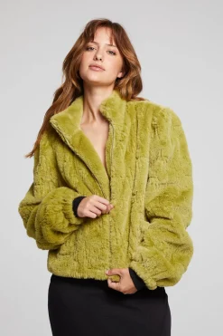 Women Chaser Brand Puff Sleeve Green Olive Jacket