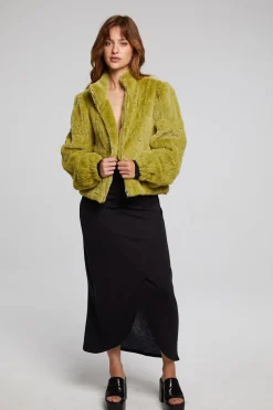 Women Chaser Brand Puff Sleeve Green Olive Jacket