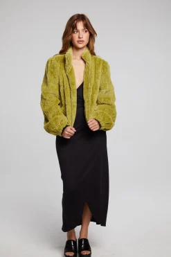 Women Chaser Brand Puff Sleeve Green Olive Jacket
