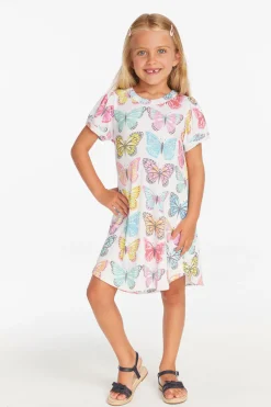 Kids Chaser Brand Puff Sleeve "She's A Butterfly" Dress