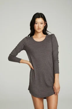 Women Chaser Brand Puff Sleeve Shirttail Hi Lo Dress