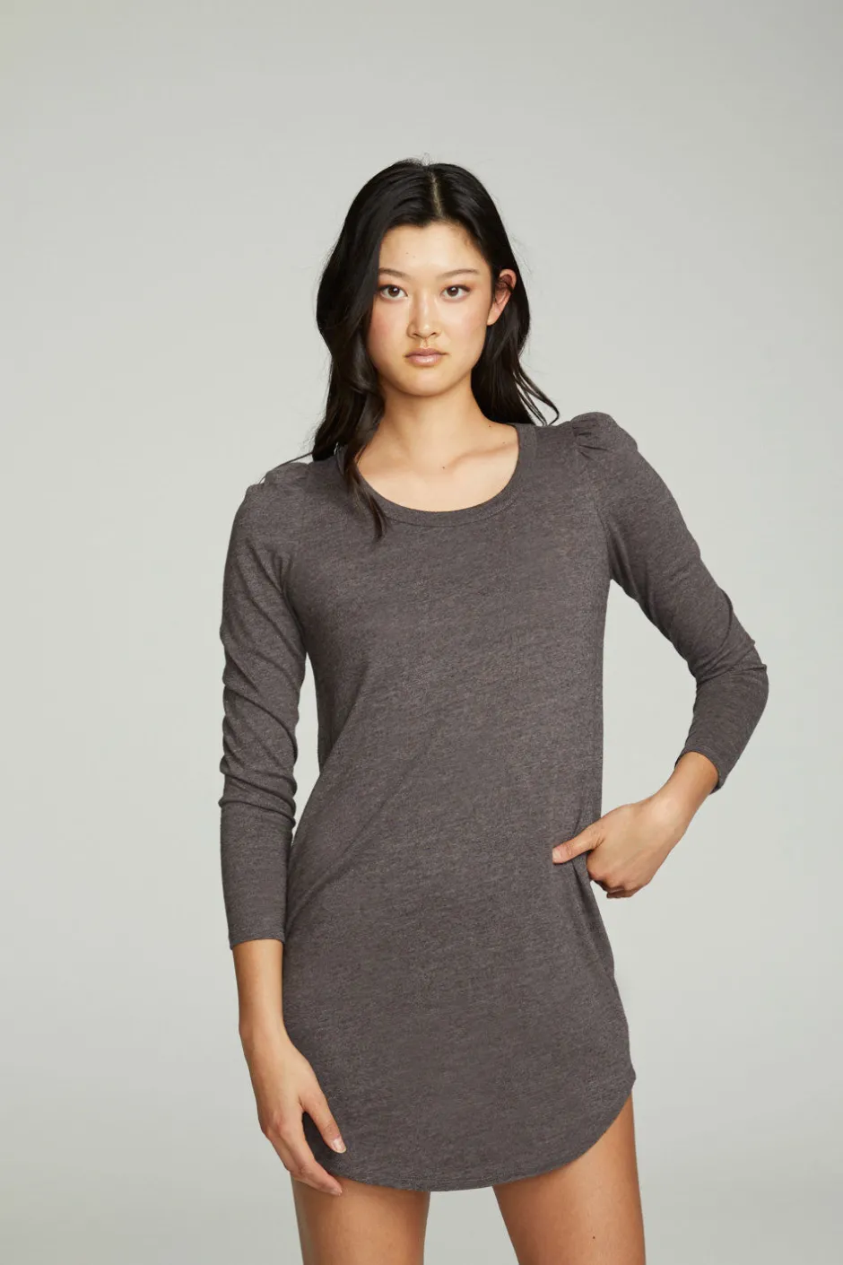 Women Chaser Brand Puff Sleeve Shirttail Hi Lo Dress