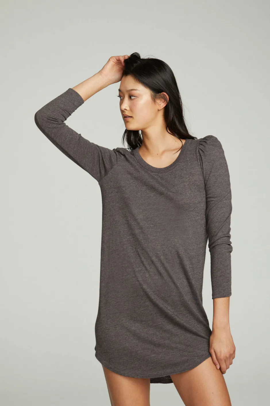 Women Chaser Brand Puff Sleeve Shirttail Hi Lo Dress