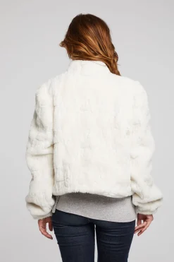 Women Chaser Brand Puff Sleeve Starry White Jacket