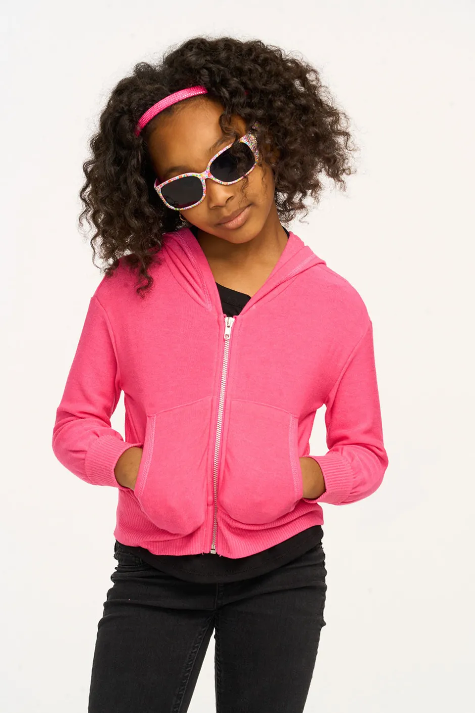 Kids Chaser Brand Puffy Flamingo Pink Cozy Knit Zip Up Hoodie
