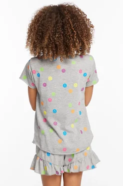 Kids Chaser Brand Rainbow Smiles Girls Crew Neck Tee