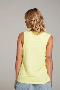 Women Chaser Brand Raw Edge Lemon Muscle Tank