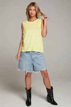 Women Chaser Brand Raw Edge Lemon Muscle Tank