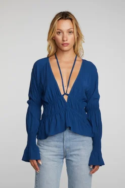 Women Chaser Brand Rayon Woven Deep V Top With Straps