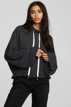 Women Chaser Brand Recycled Bliss Knit Cropped Pullover With Elastic Waist & Sleeve