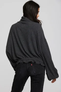 Women Chaser Brand Recycled Bliss Knit Cropped Pullover With Elastic Waist & Sleeve