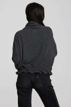 Women Chaser Brand Recycled Bliss Knit Cropped Pullover With Elastic Waist & Sleeve