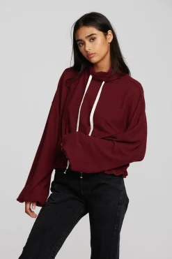 Women Chaser Brand Recycled Bliss Knit Cropped Pullover With Elastic Waist & Sleeve