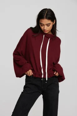 Women Chaser Brand Recycled Bliss Knit Cropped Pullover With Elastic Waist & Sleeve