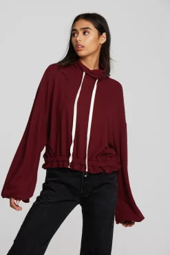 Women Chaser Brand Recycled Bliss Knit Cropped Pullover With Elastic Waist & Sleeve
