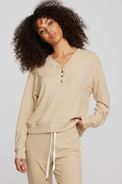Women Chaser Brand Recycled Bliss Knit Long Sleeve Henley With Rib