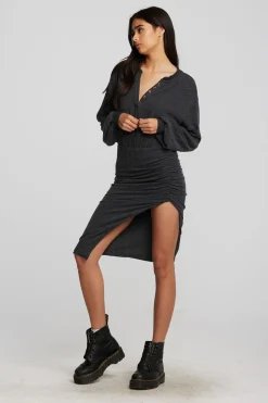 Women Chaser Brand Recycled Bliss Knit Midi Dress With Shirring