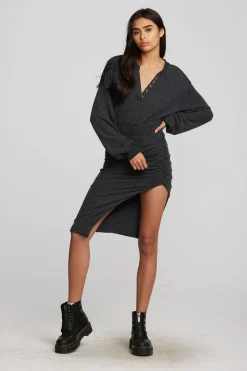 Women Chaser Brand Recycled Bliss Knit Midi Dress With Shirring