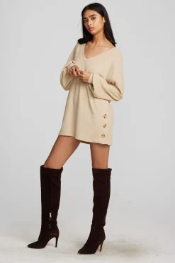 Women Chaser Brand Recycled Bliss Knit V-neck Tunic With Button Side Seam