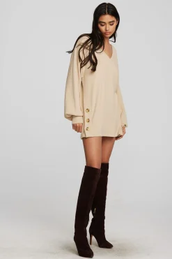 Women Chaser Brand Recycled Bliss Knit V-neck Tunic With Button Side Seam