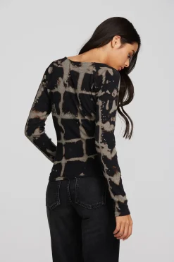 Women Chaser Brand Recycled Vintage Rib Long Sleeve Top With Twist Detail
