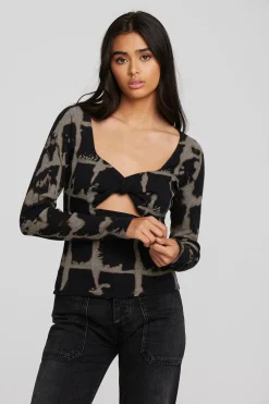 Women Chaser Brand Recycled Vintage Rib Long Sleeve Top With Twist Detail