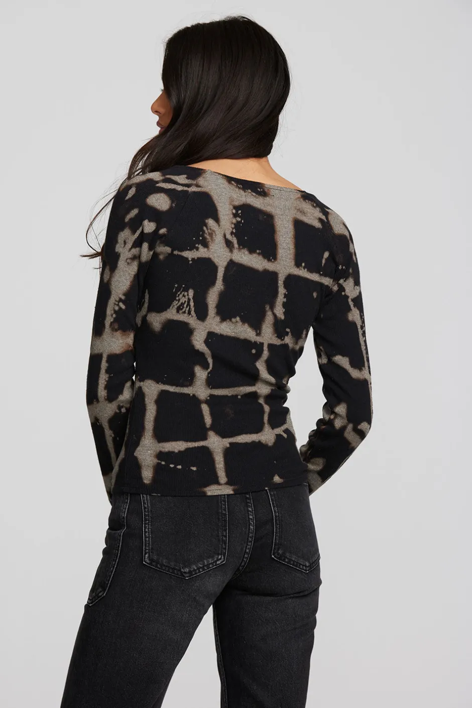 Women Chaser Brand Recycled Vintage Rib Long Sleeve Top With Twist Detail