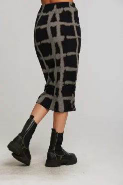 Women Chaser Brand Recycled Vintage Rib Midi Skirt With Shirring And Side Slit