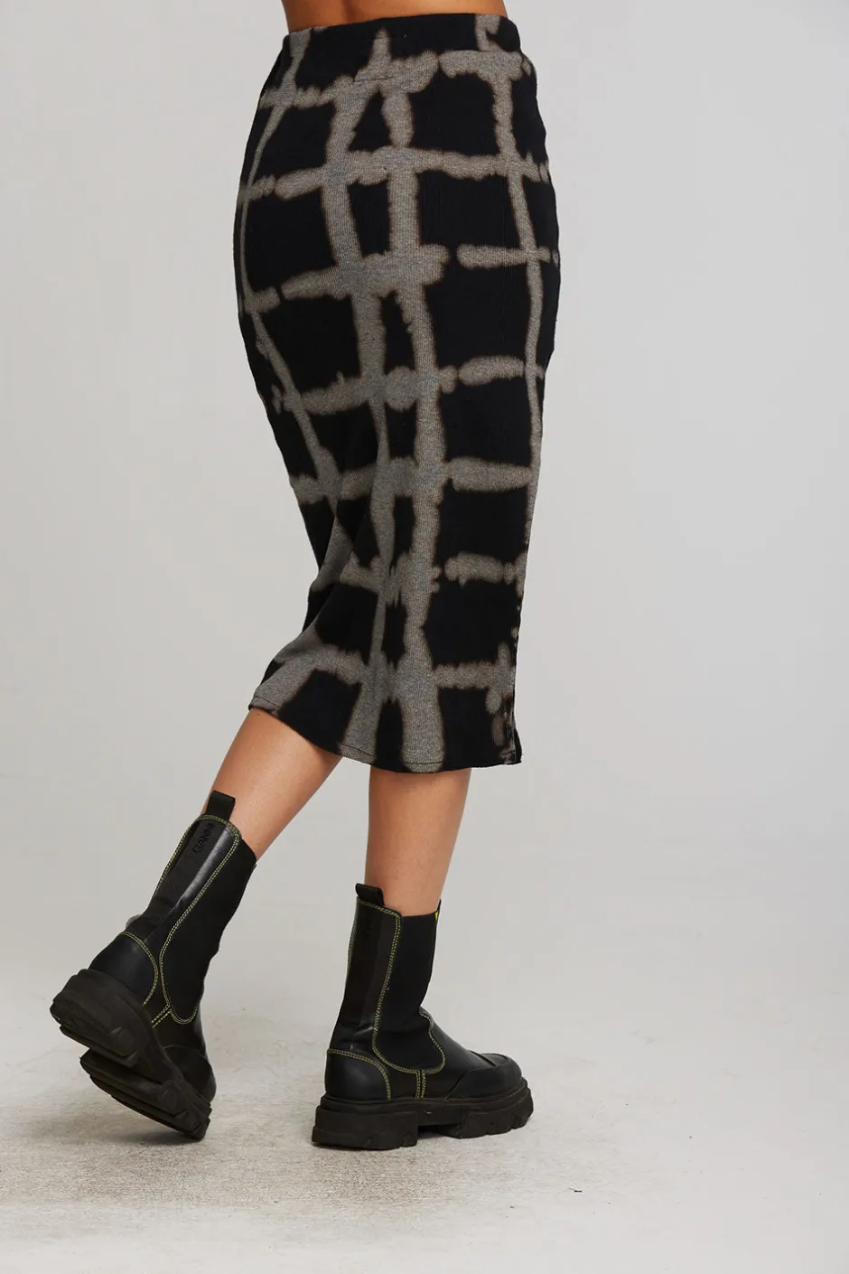 Women Chaser Brand Recycled Vintage Rib Midi Skirt With Shirring And Side Slit