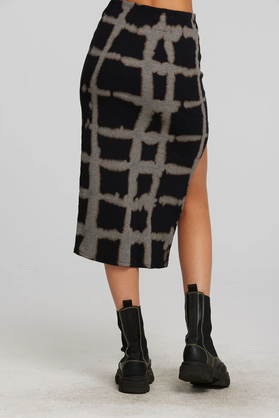 Women Chaser Brand Recycled Vintage Rib Midi Skirt With Shirring And Side Slit