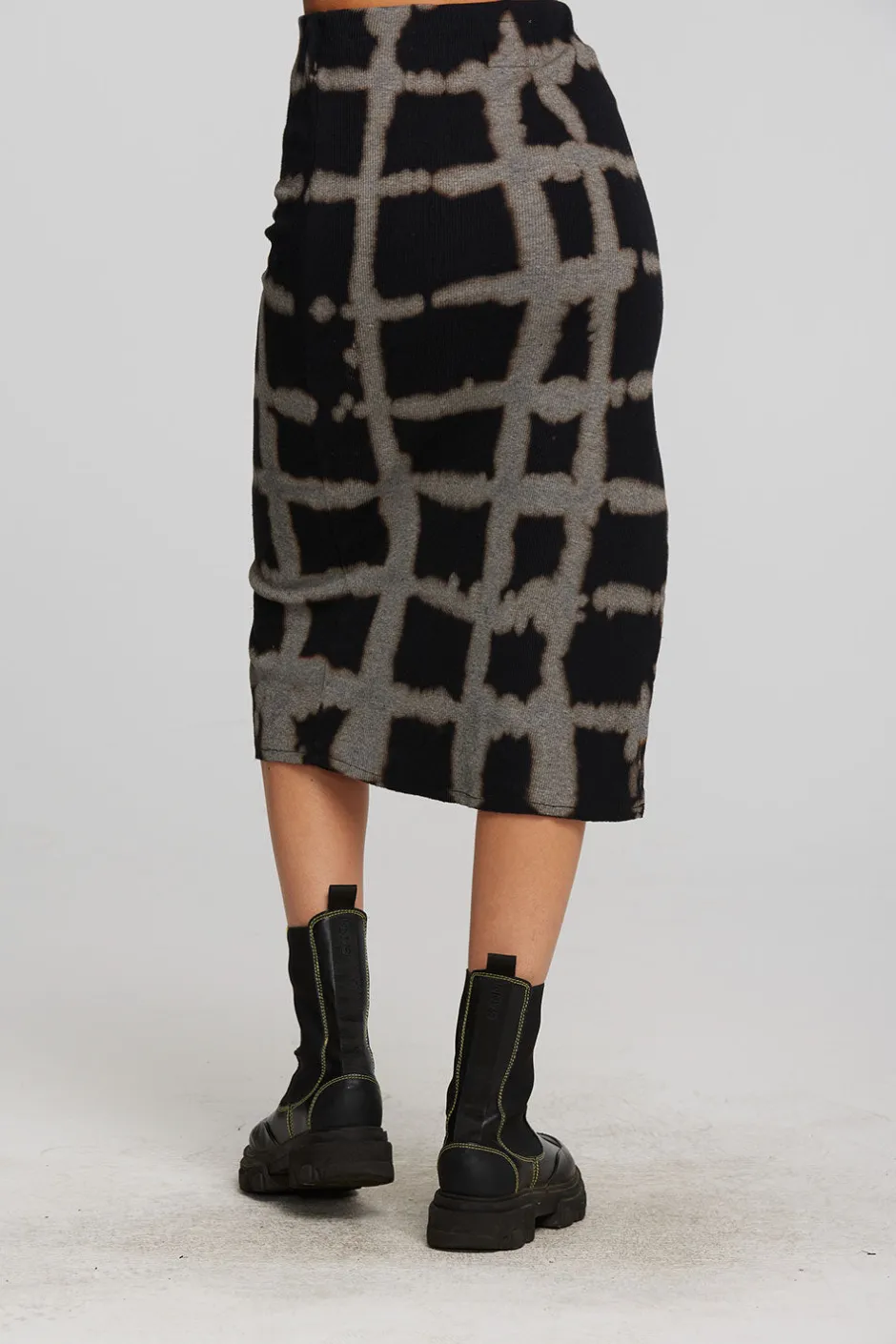 Women Chaser Brand Recycled Vintage Rib Midi Skirt With Shirring And Side Slit
