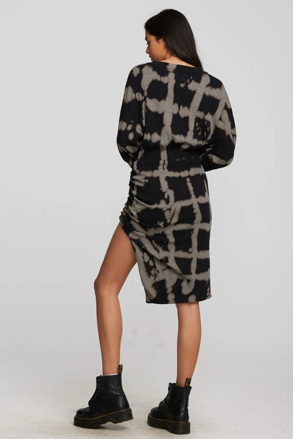 Women Chaser Brand Recycled Vintage Rib Midi Dress With Shirring And Side Slit